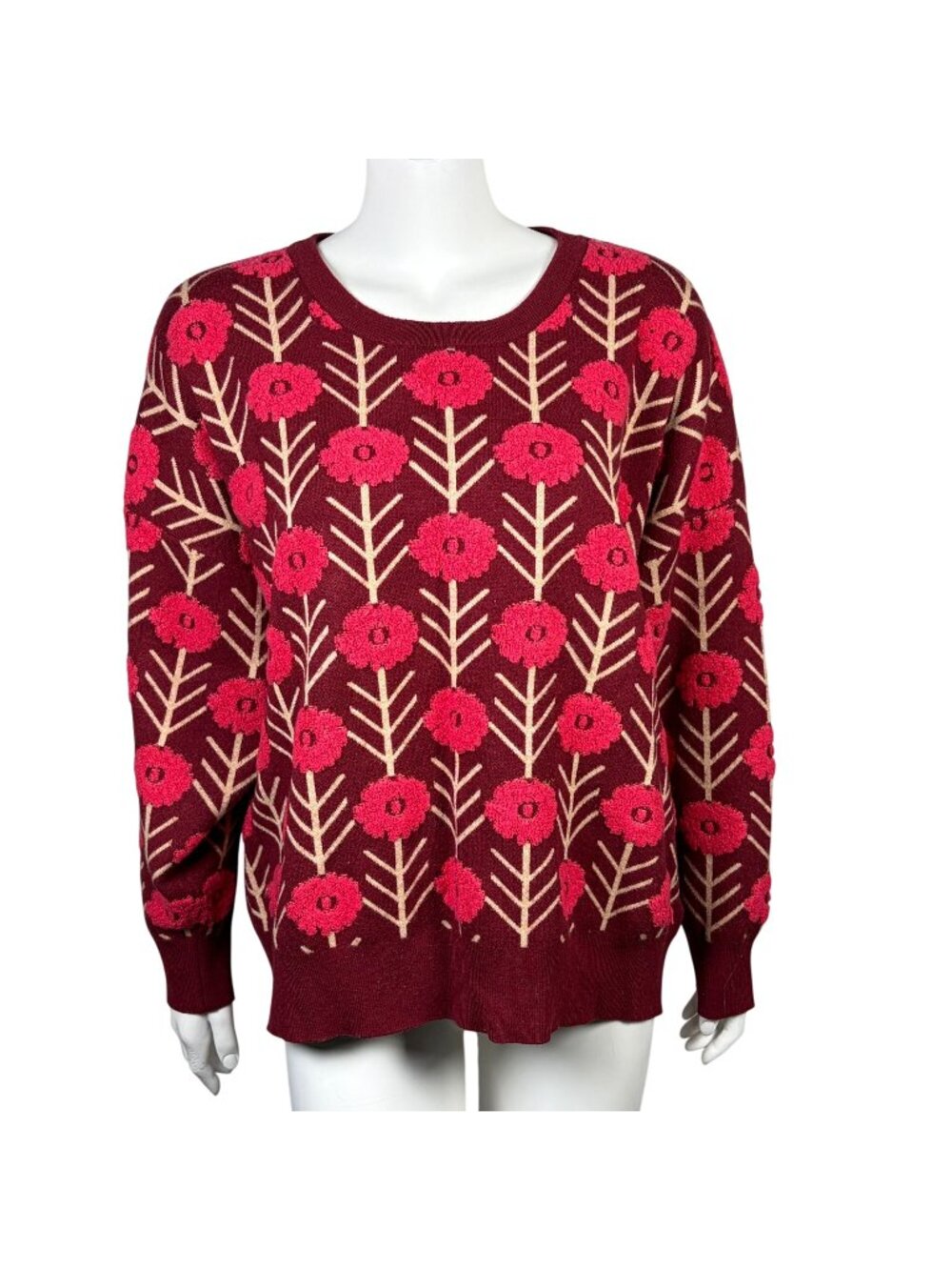 Magaschoni Floral Boucle Knit Sweater Womens 3X